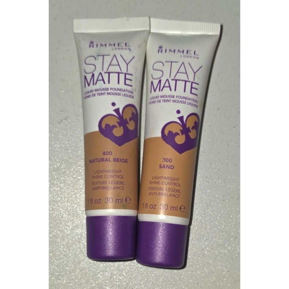 Rimmel London Stay Matte Liquid Mousse Foundation Lot of 2 Natural Beige & Sand